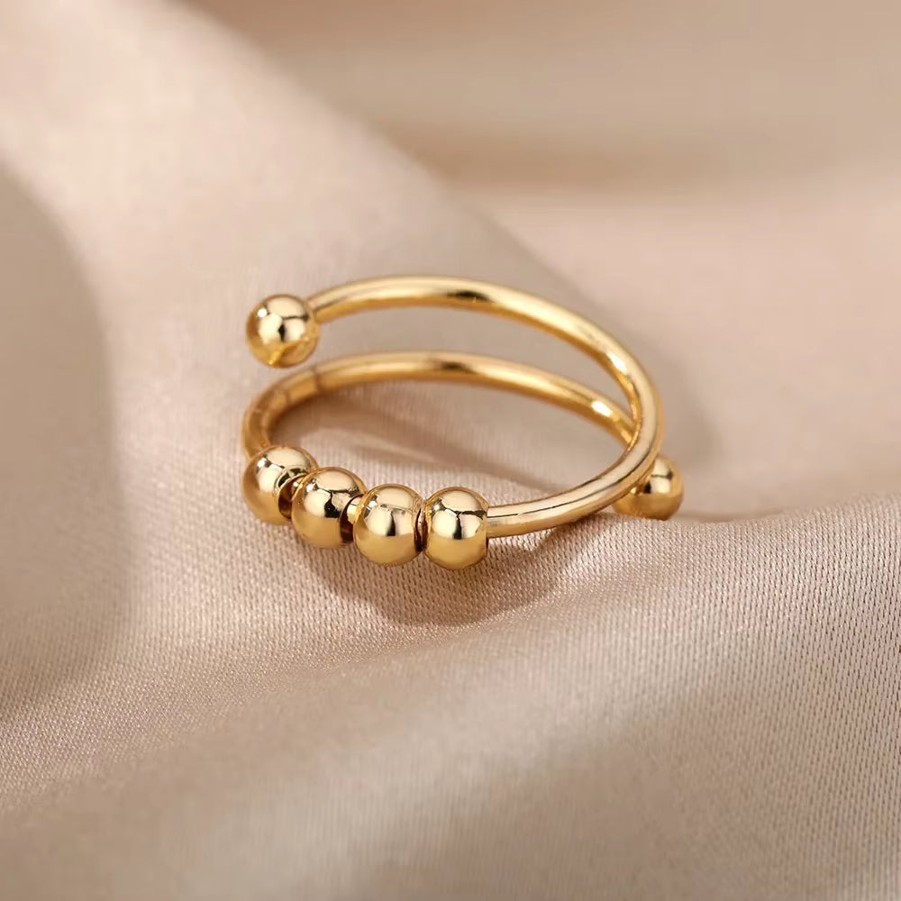 Stainless Steel Rings for Women - Aesthetic Gold Color Vintage Ring Vintage 
