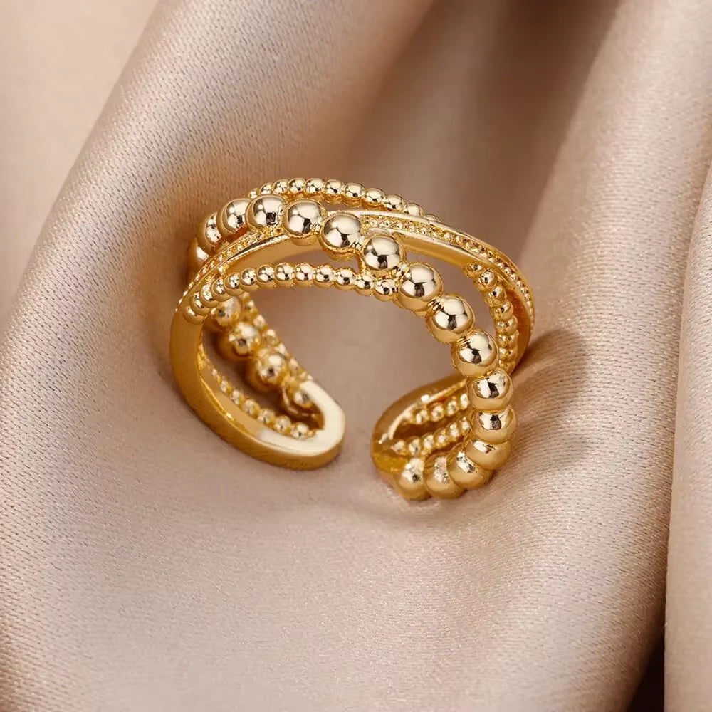 Stainless Steel Rings for Women - Aesthetic Gold Color Vintage Ring Vintage 