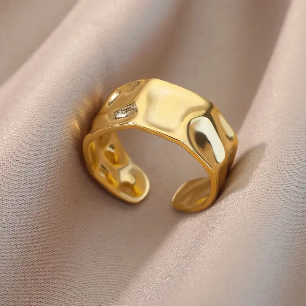 Stainless Steel Rings for Women - Aesthetic Gold Color Vintage Ring Vintage 