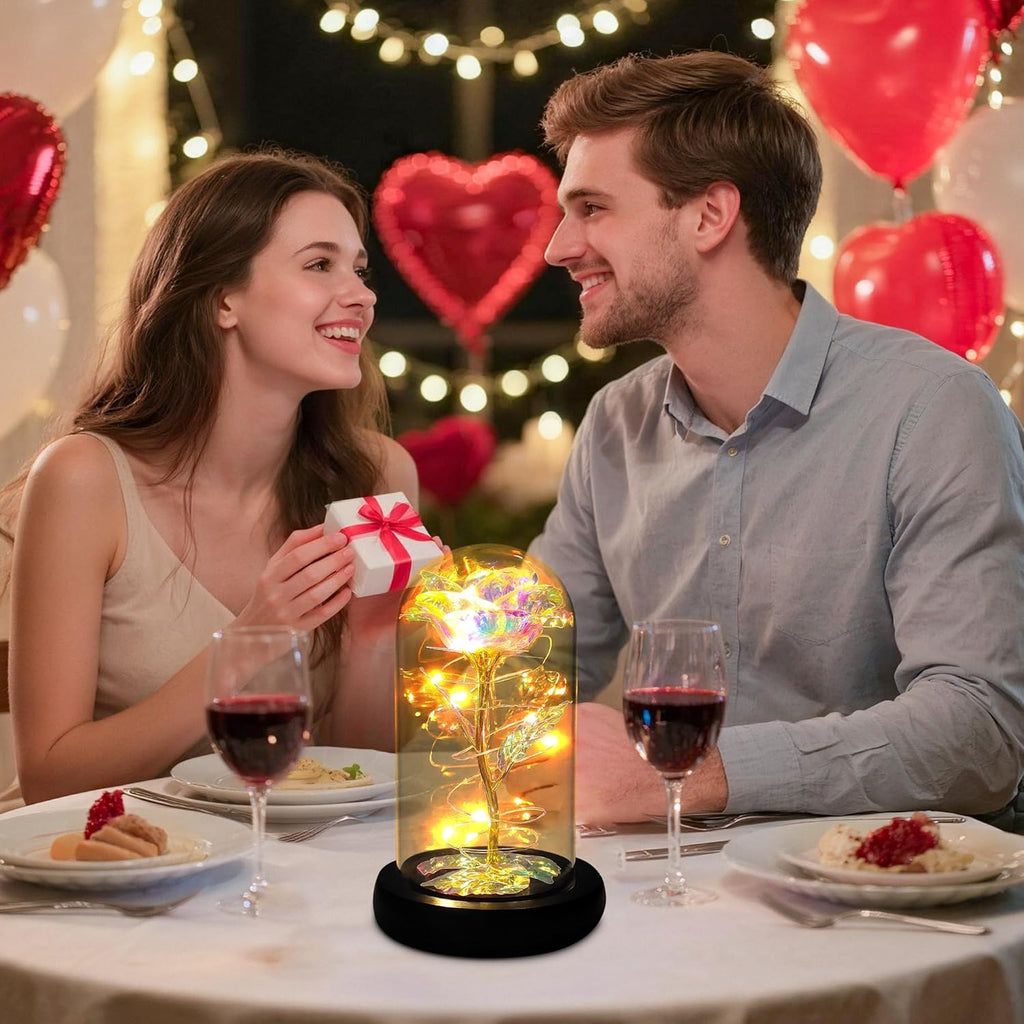 Rainbow Rose in a Glass