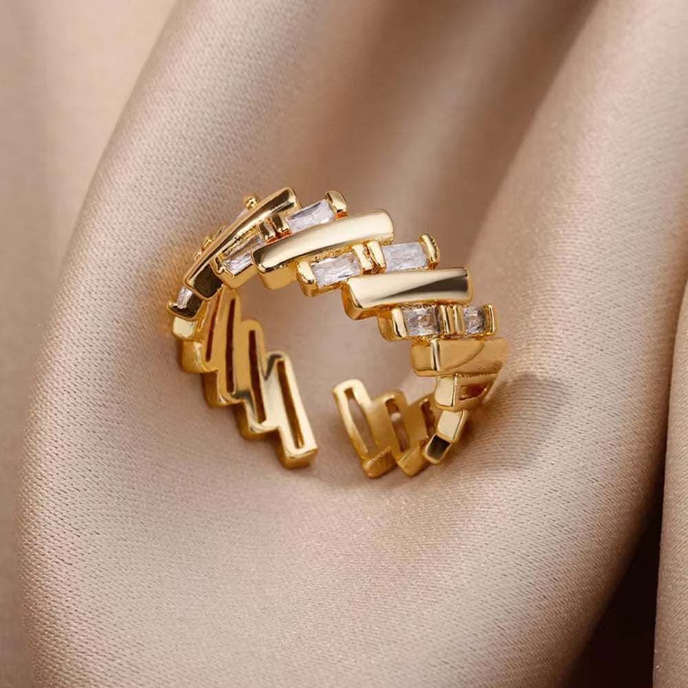 Stainless Steel Rings for Women - Aesthetic Gold Color Vintage Ring Vintage 