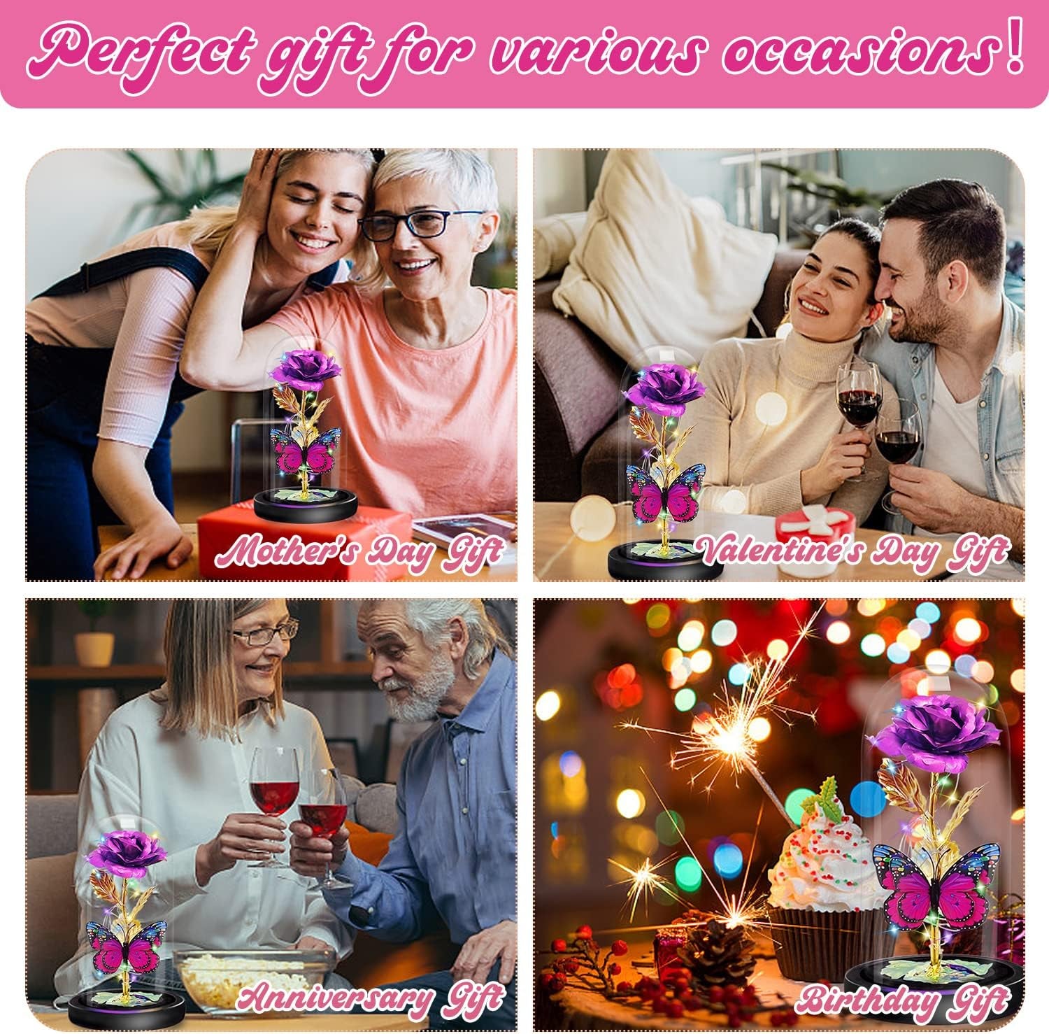 Butterfly Infinity Rose in a Glass