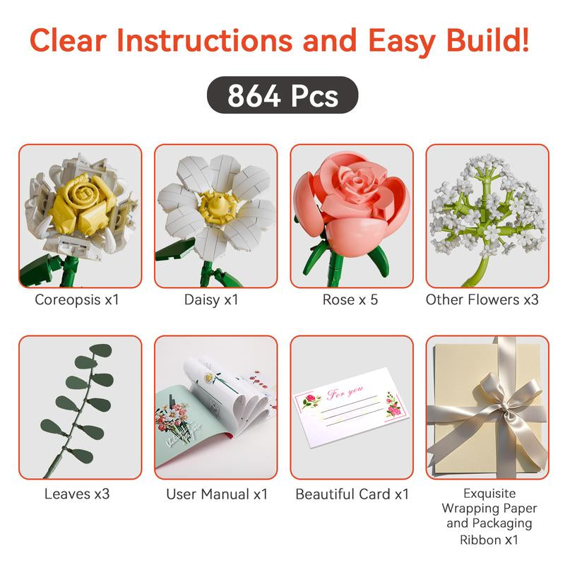 DIY Artificial Flower Bouquet Set  - Rosa Chinensis & Starry Sky