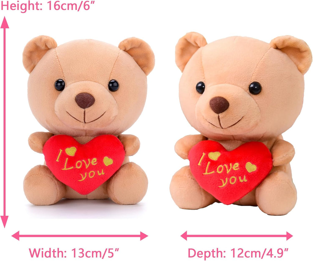 “I Love You” Heart Teddy Bear – Cute 6-Inch Stuffed Animal Gift for Mom, Girlfriend, Wife, Valentine’s Day, Birthday & Anniversary