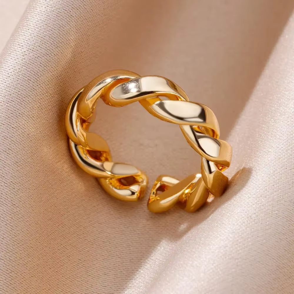 Stainless Steel Rings for Women - Aesthetic Gold Color Vintage Ring Vintage 