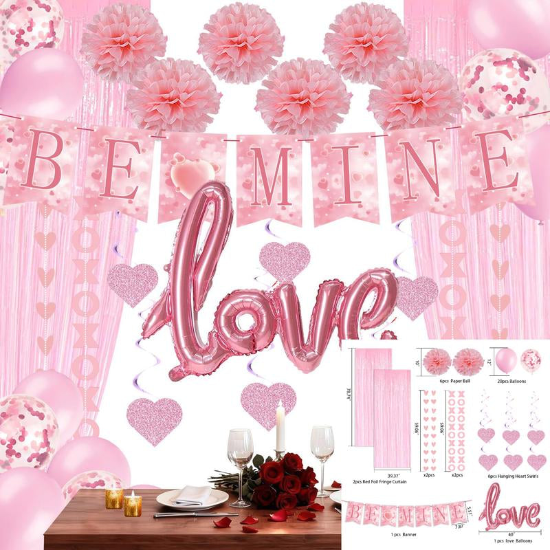 Valentine's Day Decorations (Heart Balloons, Love Balloon, Rose Petals, Banner)