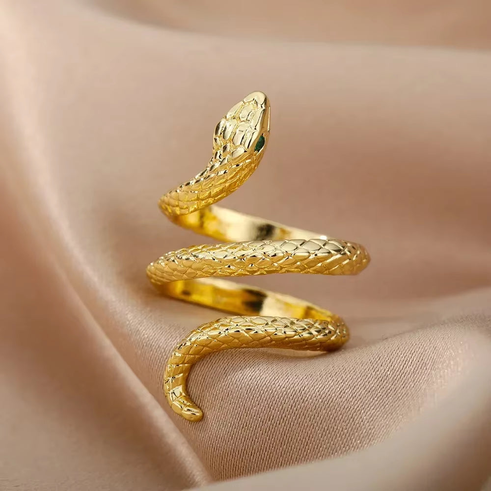 Stainless Steel Rings for Women - Aesthetic Gold Color Vintage Ring Vintage 
