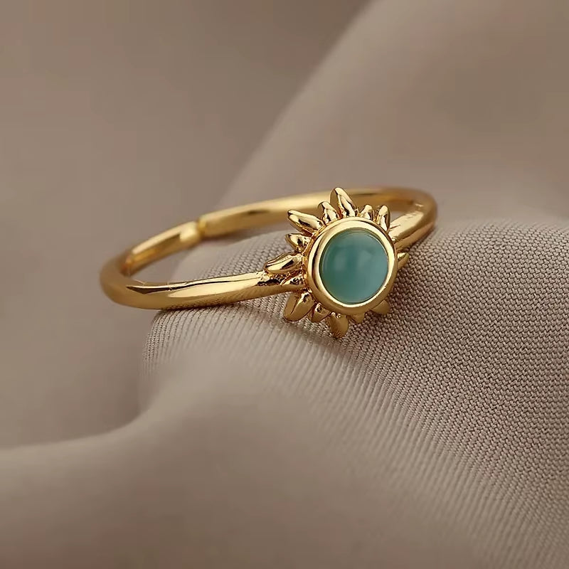 Stainless Steel Rings for Women - Aesthetic Gold Color Vintage Ring Vintage 