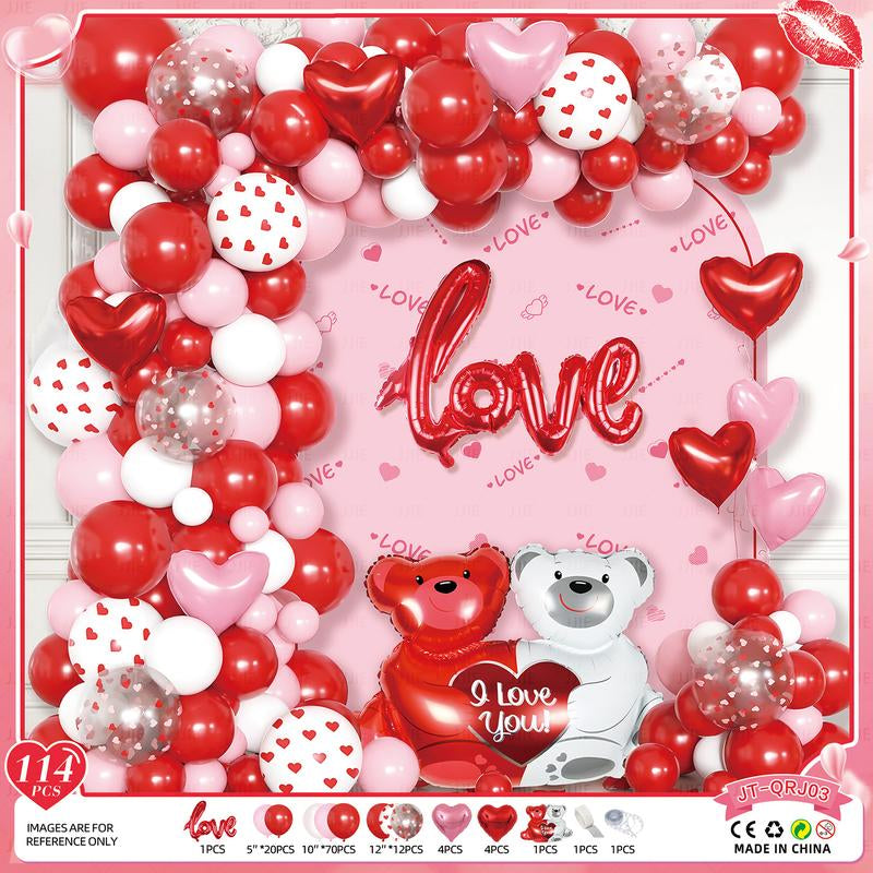 Valentine's Day Decorations (Heart Balloons, Love Balloon, Rose Petals, Banner)