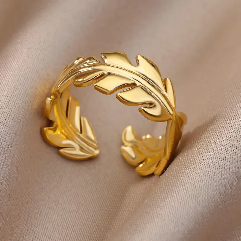 Stainless Steel Rings for Women - Aesthetic Gold Color Vintage Ring Vintage 