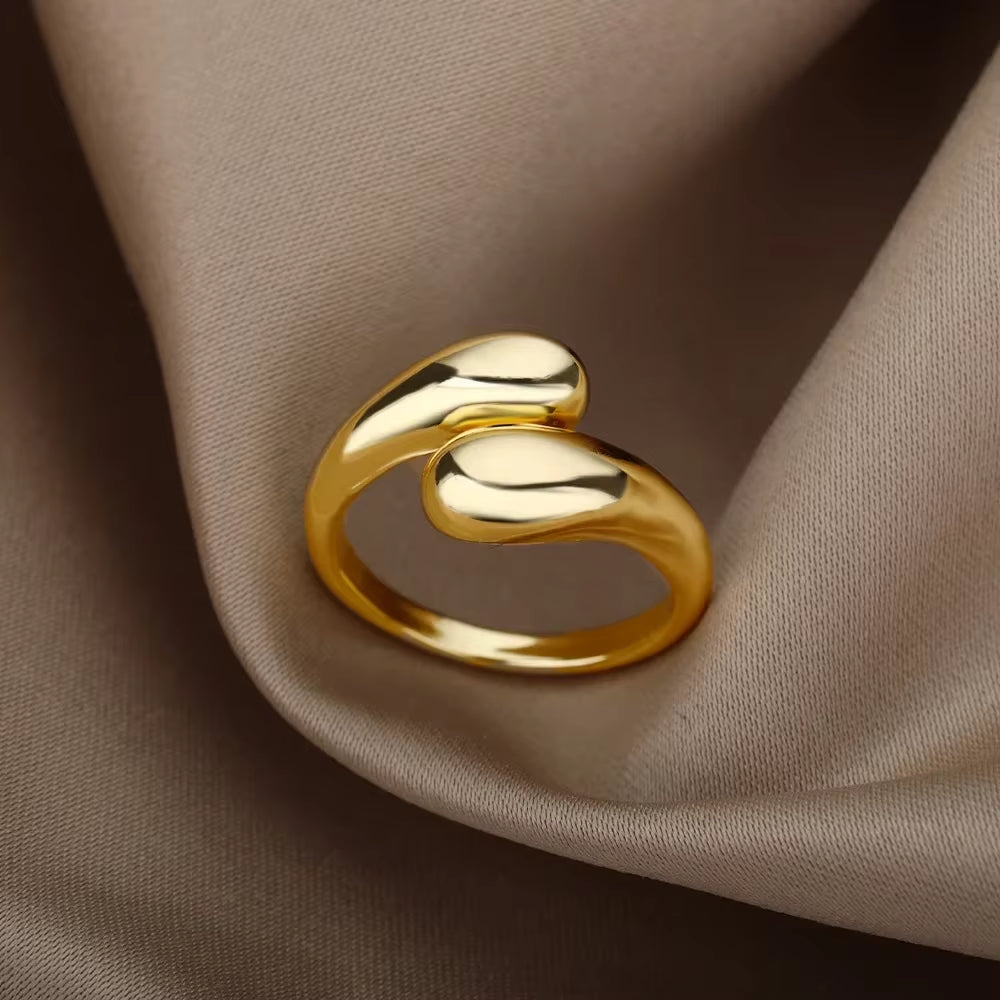 Stainless Steel Rings for Women - Aesthetic Gold Color Vintage Ring Vintage 