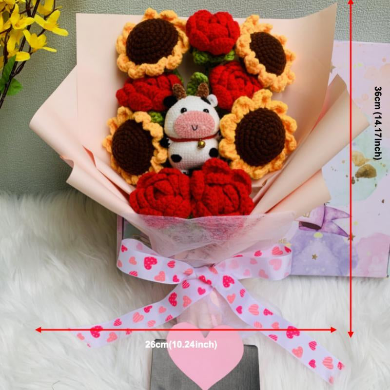 Handmade Flower Bouquet with Cow Doll