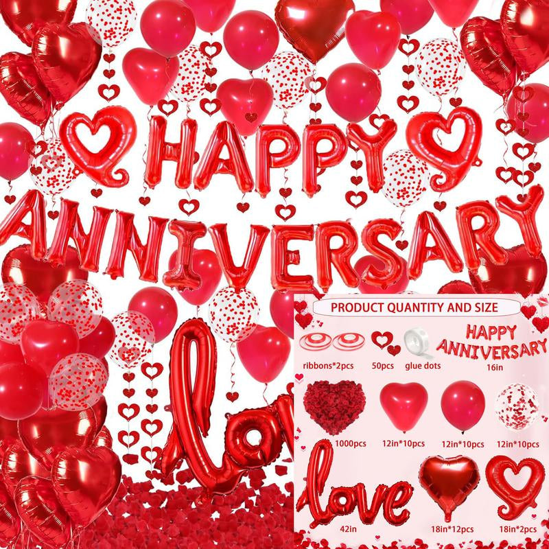 Valentine's Day Decorations (Heart Balloons, Love Balloon, Rose Petals, Banner)
