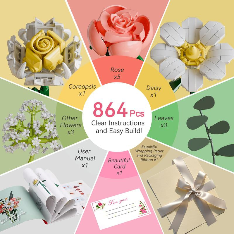 DIY Artificial Flower Bouquet Set  - Rosa Chinensis & Starry Sky