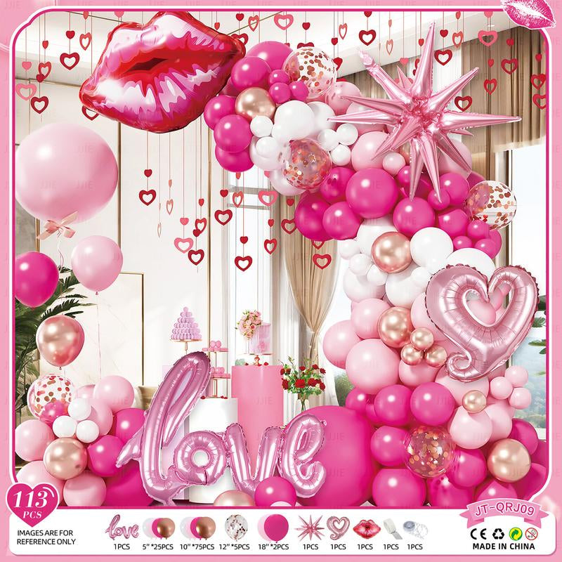 Valentine's Day Decorations (Heart Balloons, Love Balloon, Rose Petals, Banner)