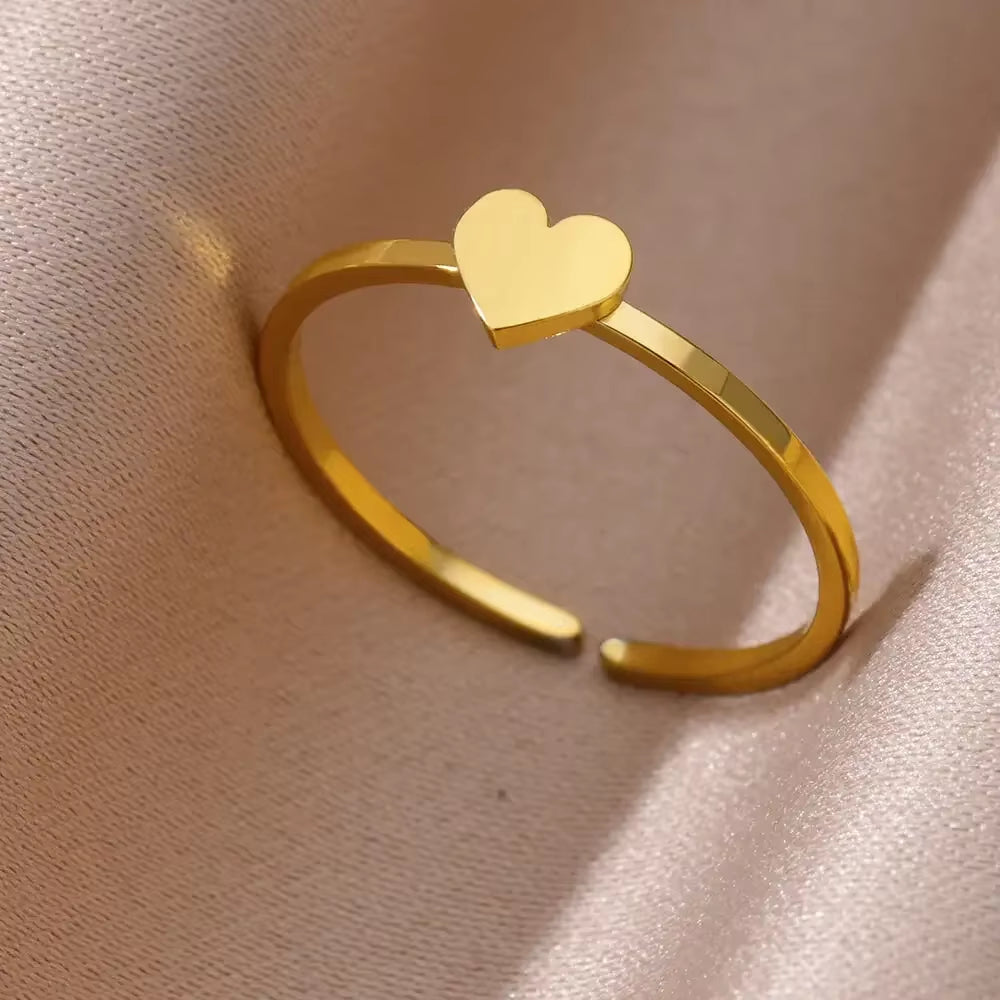 Stainless Steel Rings for Women - Aesthetic Gold Color Vintage Ring Vintage 