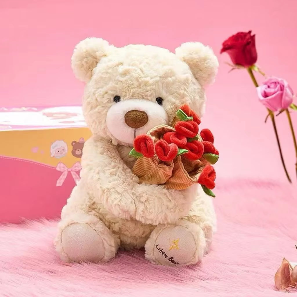 Cute Teddy Bear with Roses
