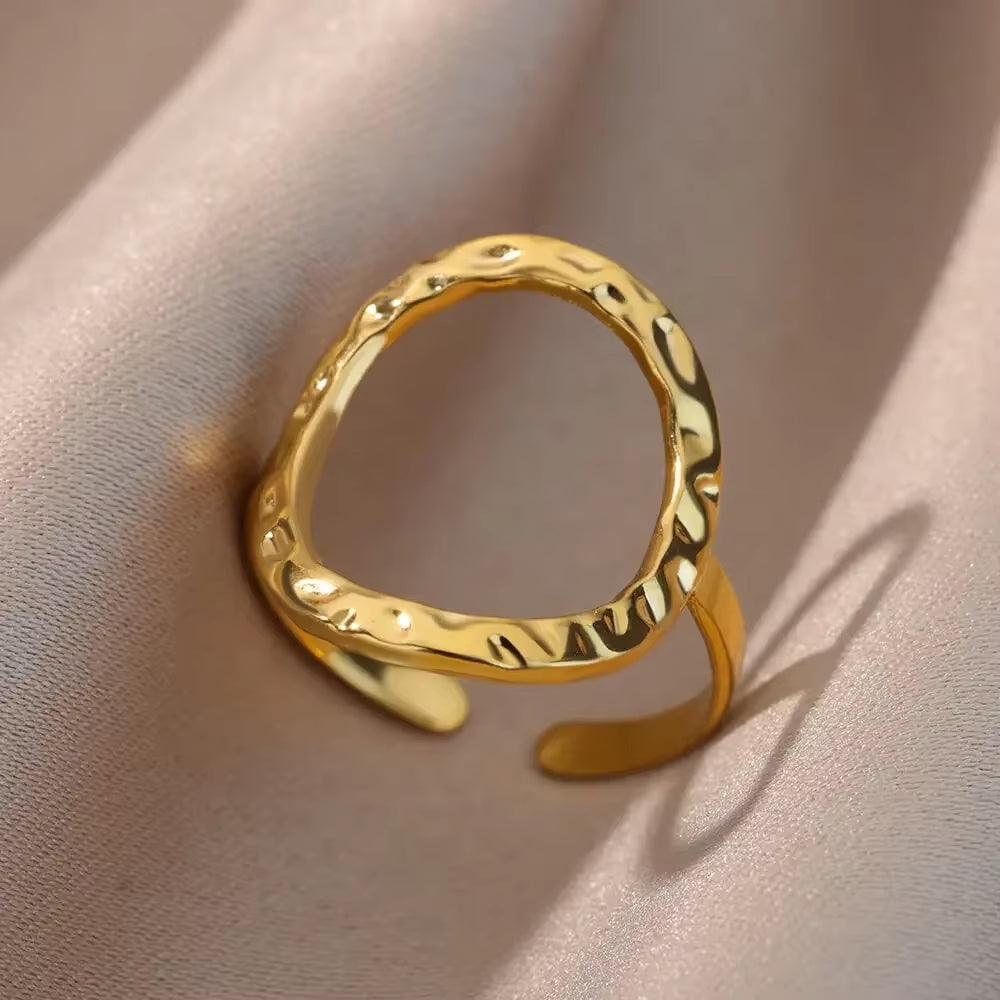 Stainless Steel Rings for Women - Aesthetic Gold Color Vintage Ring Vintage 