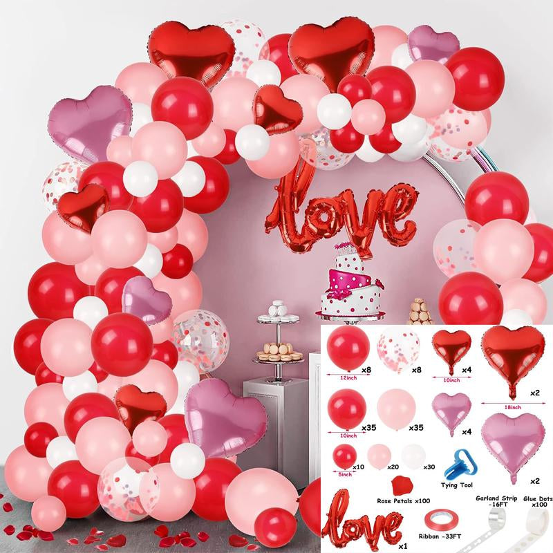 Valentine's Day Decorations (Heart Balloons, Love Balloon, Rose Petals, Banner)