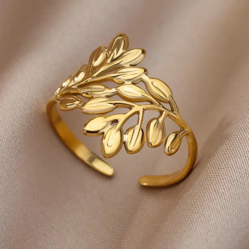 Stainless Steel Rings for Women - Aesthetic Gold Color Vintage Ring Vintage 