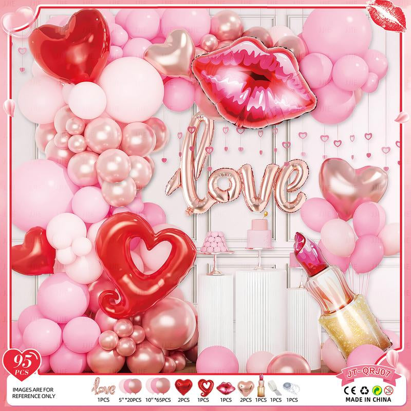 Valentine's Day Decorations (Heart Balloons, Love Balloon, Rose Petals, Banner)