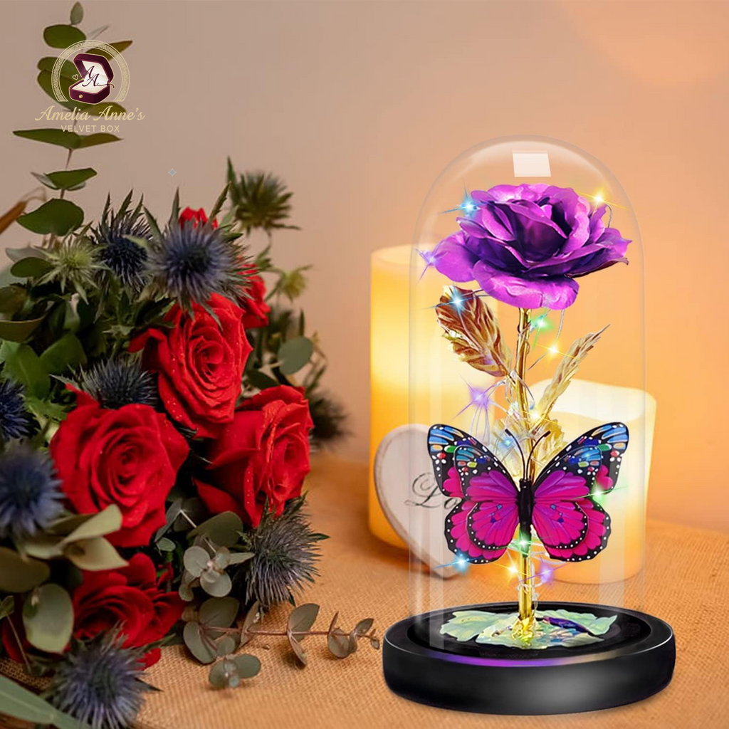 Butterfly Infinity Rose in a Glass