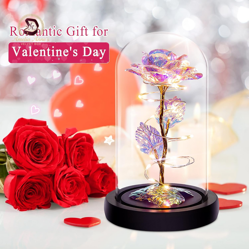 Rainbow Rose in a Glass