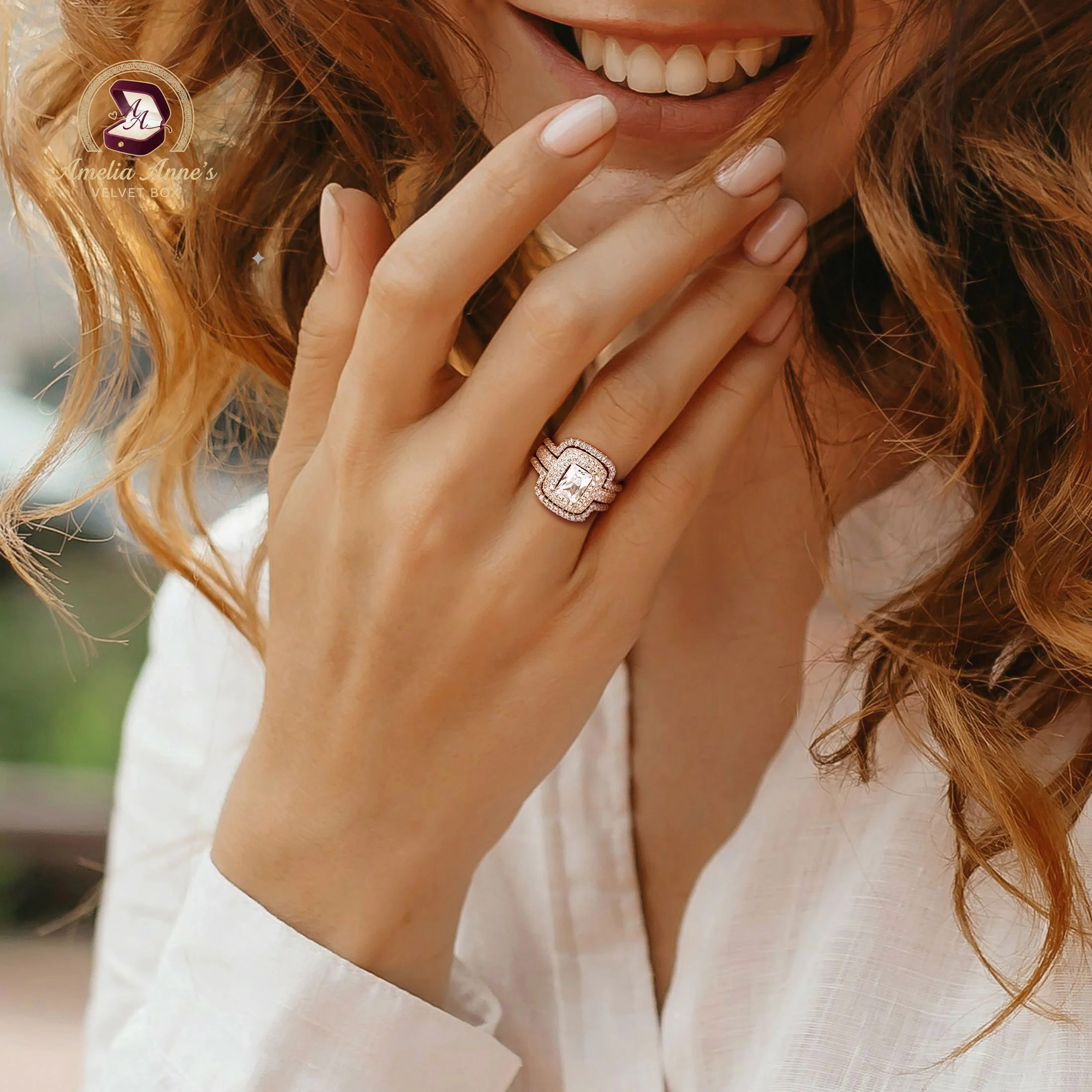 Cubic Zirconia and Emerald Sterling Silver Set