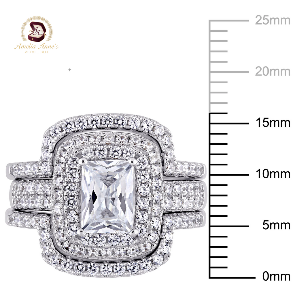 Cubic Zirconia and Emerald Sterling Silver Set