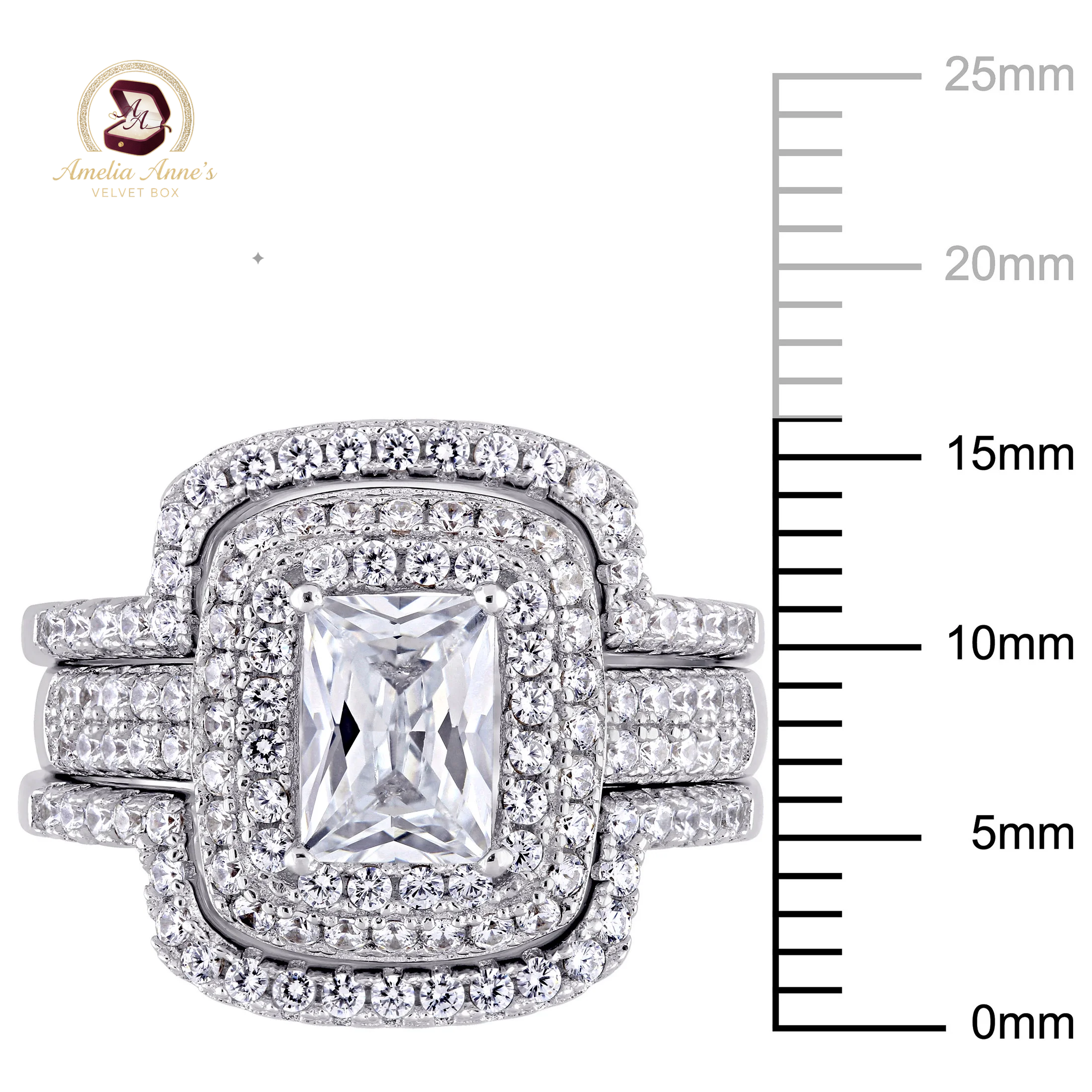 Cubic Zirconia and Emerald Sterling Silver Set