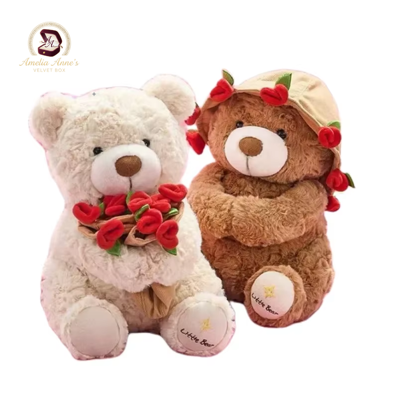 Cute Teddy Bear with Roses